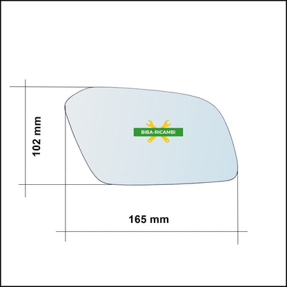 Vetro Specchio Retrovisore Asferico Lato Sx-Guidatore Per Citroen XM II (Y4) dal 1994-2000 BIBA-RICAMBI