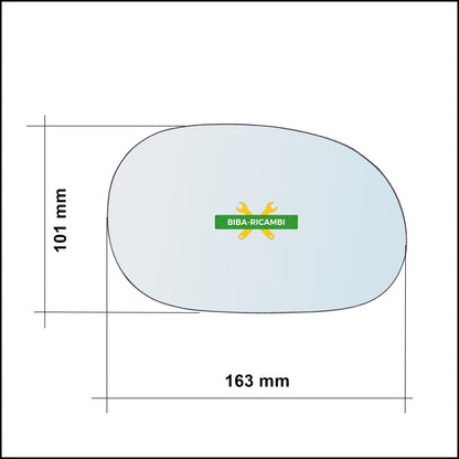 Vetro Specchio Retrovisore Asferico Lato Dx-Passeggero Per Renault Laguna I dal 1993-2002 BIBA-RICAMBI