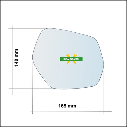 Vetro Specchio Retrovisore Asferico Lato Dx-Passeggero Per Honda HR-V (RU) dal 2014&gt; BIBA-RICAMBI