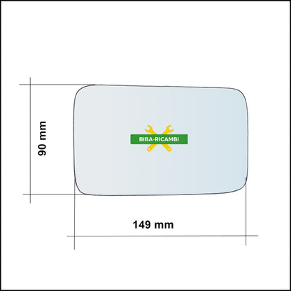 Vetro Specchio Retrovisore Asferico Lato Dx-Passeggero Per Fiat Regata (138) dal 1987-1990 BIBA-RICAMBI