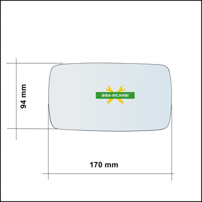 Vetro Specchio Retrovisore Lato Dx-Passeggero Per Ford Escort dal 1990-1994 BIBA-RICAMBI