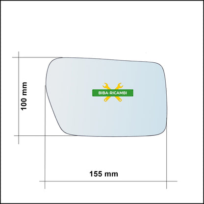 Vetro Specchio Retrovisore Asferico Lato Sx-Guidatore Per Citroen XM I (Y3) dal 1989-1994 BIBA-RICAMBI