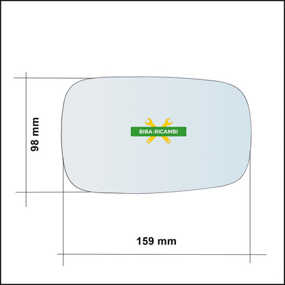 Vetro Specchio Retrovisore Asferico Lato Sx-Guidatore Per Renault Vel Satis (BJ0) dal 2002&gt; BIBA-RICAMBI