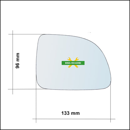 Vetro Specchio Retrovisore Lato Dx-Passeggero Per Renault Clio I (B/C) dal 1990-1998 BIBA-RICAMBI