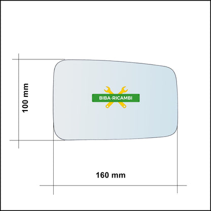 Vetro Specchio Retrovisore Lato Dx-Passeggero Per Renault 4-5 dal 1962-1993 BIBA-RICAMBI