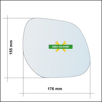 Piastra Specchio Retrovisore Termica Lato Sx-Guidatore Per Peugeot 4008 dal 2012&gt; BIBA-RICAMBI