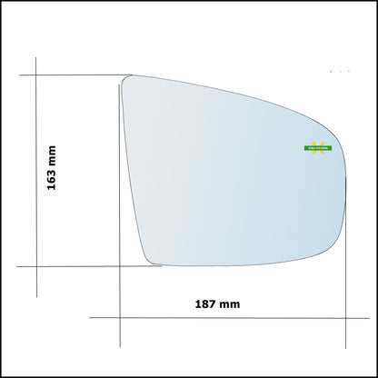 Piastra Specchio Retrovisore Termica Asferica Lato Dx-Passeggero Per Bmw X6 I (E71) dal 2007-2014 BIBA-RICAMBI