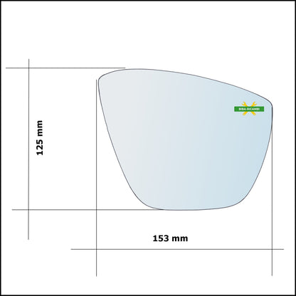 Piastra Specchio Retrovisore Termica Lato Dx-Passeggero Per Ford Ka+ dal 2014&gt; BIBA-RICAMBI