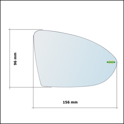 Vetro Specchio Retrovisore Cromato Asferico Lato Sx-Guidatore Per Volkswagen Arteon (3H7) dal 2017&gt;