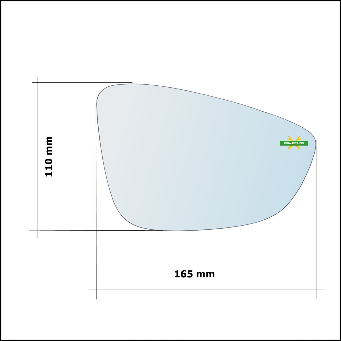 Vetro Specchio Retrovisore Cromato Asferico Lato Sx-Guidatore Per Volkswagen Passat V dal 2010&gt;