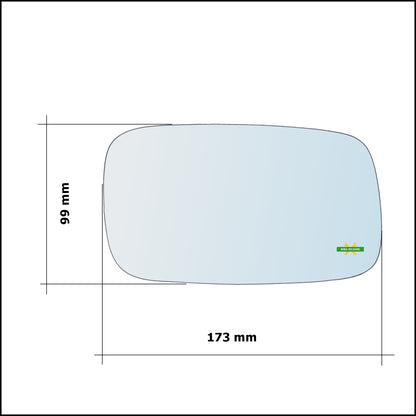 Vetro Specchio Retrovisore Cromato Asferico Lato Sx-Guidatore Per Saab 900 II dal 1993-2002