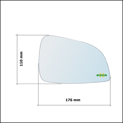 Vetro Specchio Retrovisore Cromato Asferico Lato Sx-Guidatore Per Opel Astra H (A04) solo dal 2009-2011 (specchio grande)