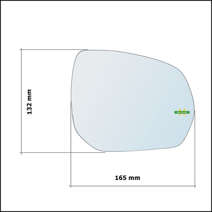 Vetro Specchio Retrovisore Cromato Asferico Lato Dx-Passeggero Per Citroen C3 Picasso dal 2009&gt;