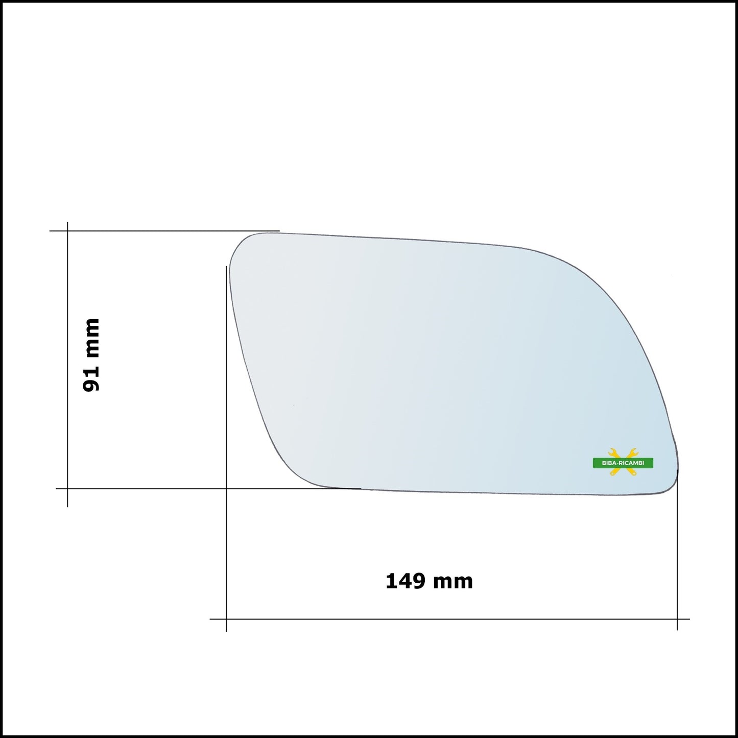 Vetro Specchio Retrovisore Cromato Lato Dx-Passeggero Per Volkswagen Polo (9N) solo dal 2002-2005