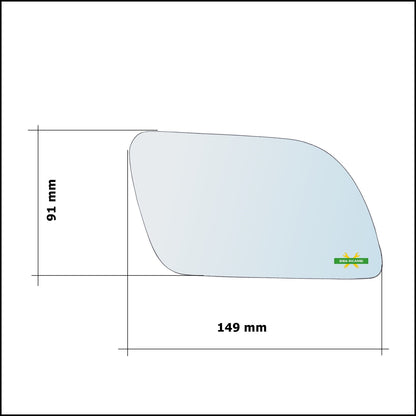 Vetro Specchio Retrovisore Cromato Lato Dx-Passeggero Per Volkswagen Polo (9N) solo dal 2002-2005