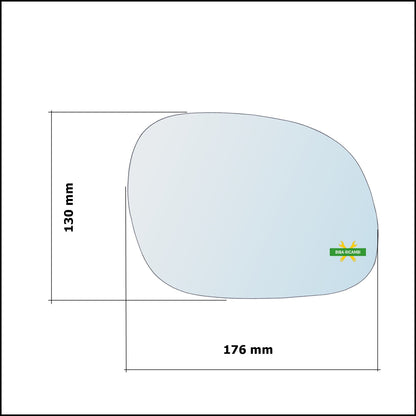 Vetro Specchio Retrovisore Cromato Asferico Lato Dx-Passeggero Per Kia Carnival I (UP) dal 1998-2001