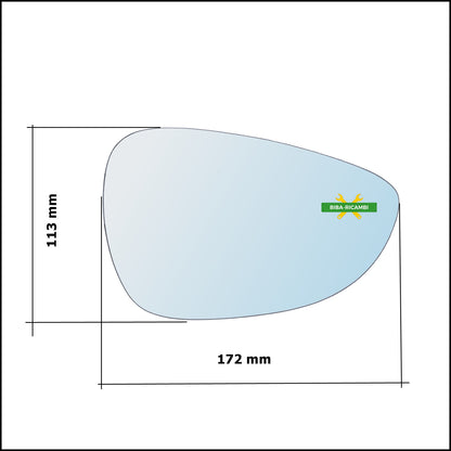 Vetro Specchio Retrovisore Cromato Lato Dx-Passeggero Per Ford Fiesta VI (CB1) dal 2008&gt;