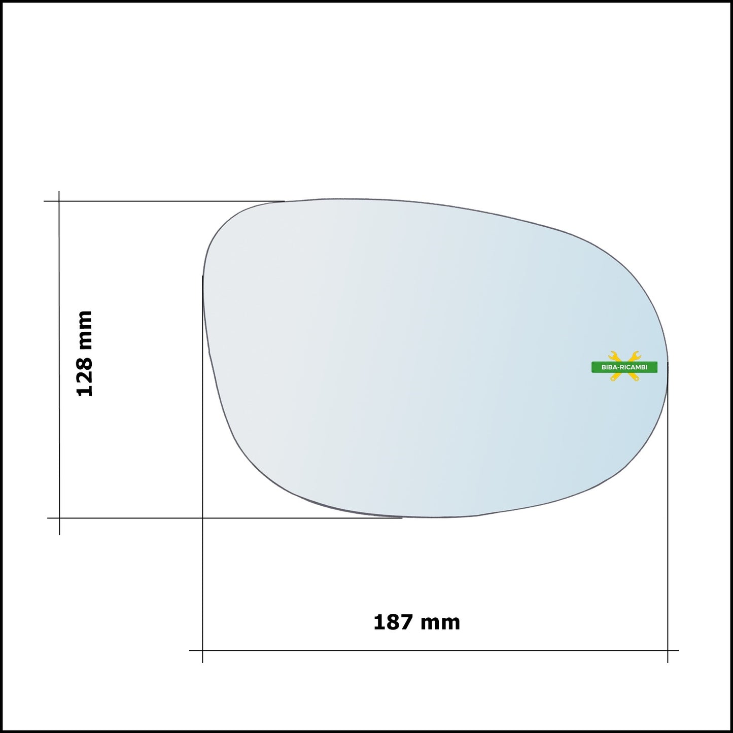 Vetro Specchio Retrovisore Cromato Lato Dx-Passeggero Per Ford Ka II (RU8) dal 2008&gt;