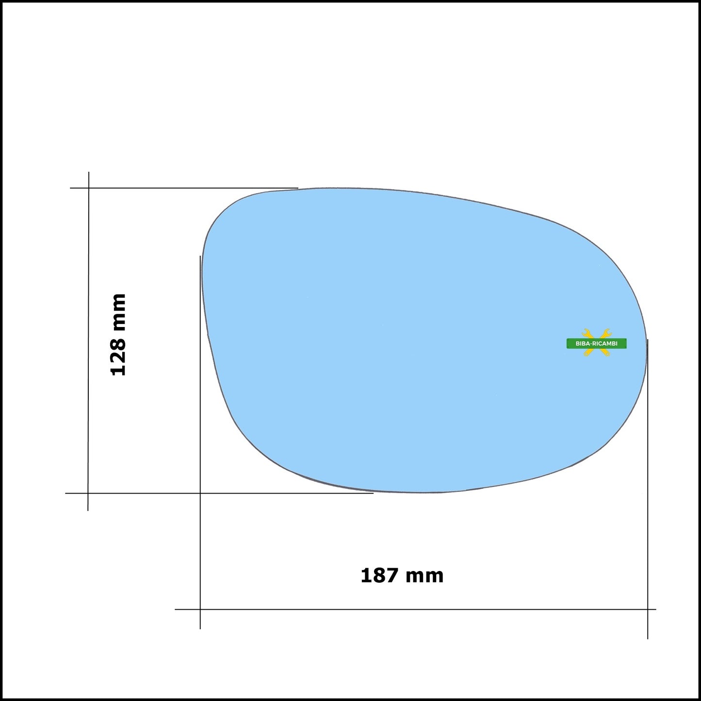 Vetro Specchio Retrovisore Blue Lato Dx-Passeggero Per Lancia Delta III (844) dal 2008-2014