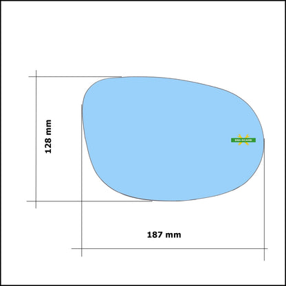 Vetro Specchio Retrovisore Blue Lato Dx-Passeggero Per Lancia Delta III (844) dal 2008-2014