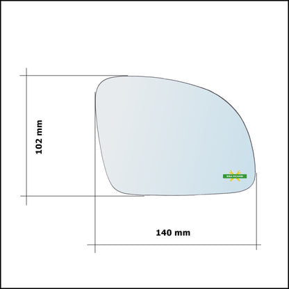 Vetro Specchio Retrovisore Cromato Lato Dx-Passeggero Per Volkswagen New Beetle dal 2001-2010