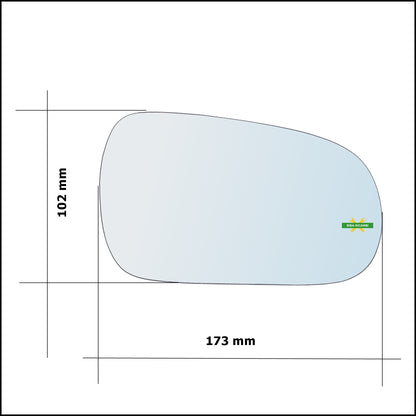 Vetro Specchio Retrovisore Cromato Asferico Lato Dx-Passeggero Per Honda Civic VI dal 1996-2001