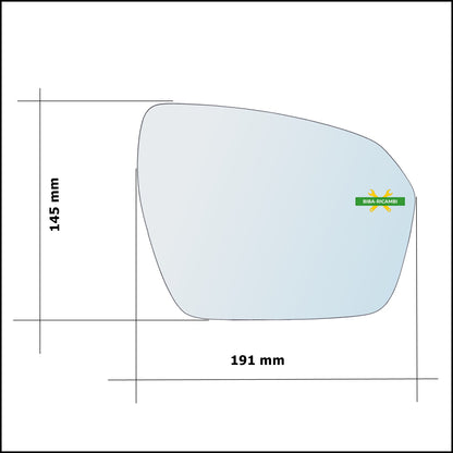 Vetro Specchio Retrovisore Asferico Lato Dx-Passeggero Per L.R Evoque I (L538) dal 2011&gt;