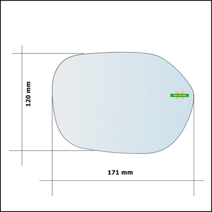 Vetro Specchio Retrovisore Asferico Lato Dx-Passeggero Per Toyota Yaris Verso (P2) dal 1999-2005