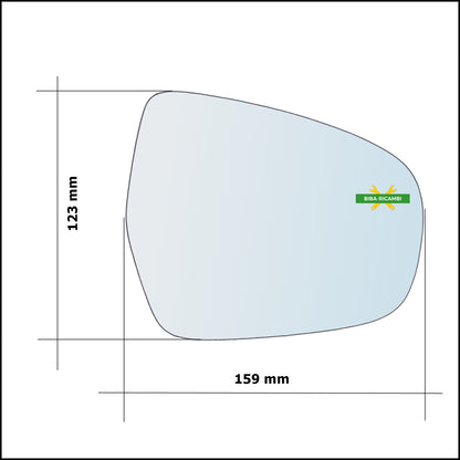 Vetro Specchio Retrovisore Lato Dx-Passeggero Per Suzuki SX4 S-Cross (JY) dal 2013&gt;