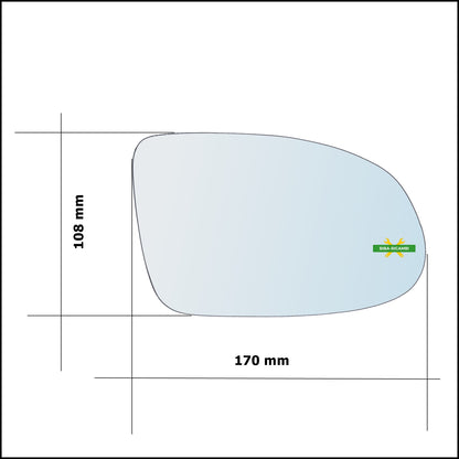 Aspherical Chrome Rear View Mirror Glass Left Driver Side For Opel Omega B (V94) from 1994-2003