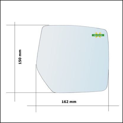 Vetro Specchio Retrovisore Lato Dx-Passeggero art.V335-R BIBA-RICAMBI