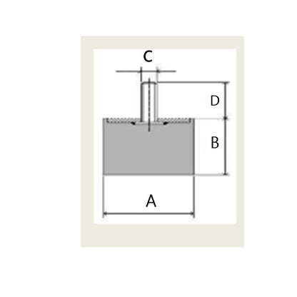 Supporto antivibrante cilindrico in gomma piede-maschio | 15x20 | M5