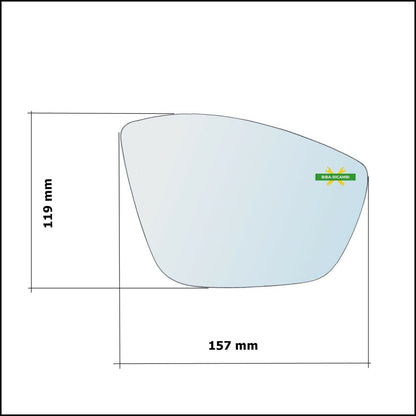 Piastra Specchio Retrovisore Lato DX-Passeggero Compatibile Per Citroen C3 III (SX) dal 2016>