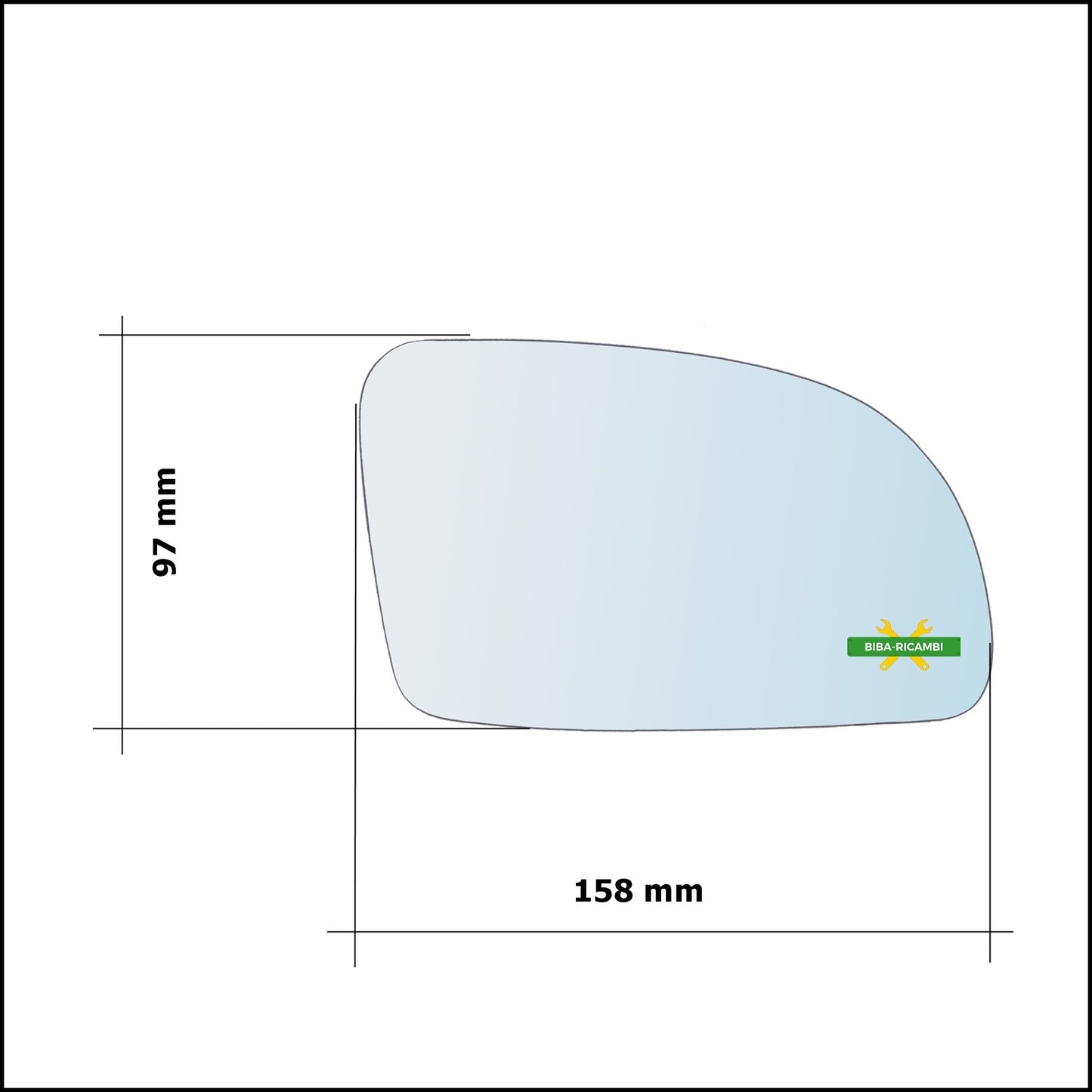 Vetro Specchio Retrovisore Cromato Lato Sx-Guidatore Per Volkswagen New Beetle dal 2001-2010