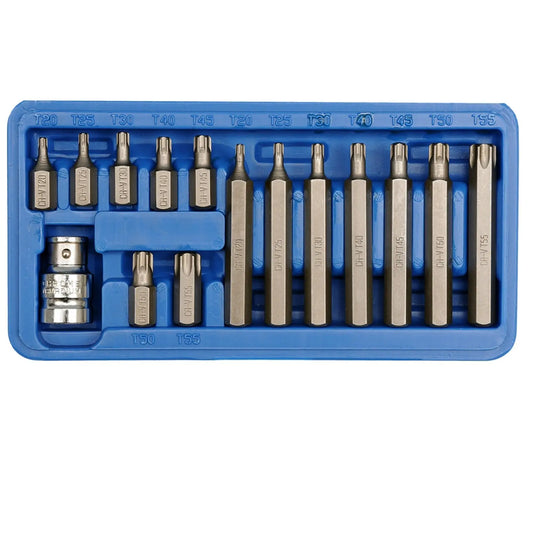 Serie 15 Inserti Torx Maschio Con Adattatore da 1/2”