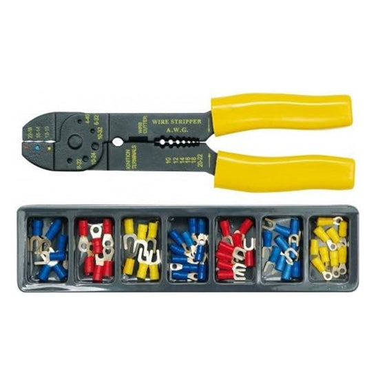 Crimper for stripping, cutting and crimping