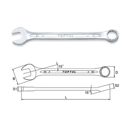 Chiave Combinata Toptul Uso Professionale M6 | Lunghezza 109 mm BIBA-RICAMBI