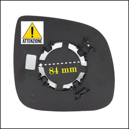 Piastra Retrovisore Asferico Attacco Ø 84 Lato Sx-Guidatore Per Volkswagen Transporter T5 solo dal 10/2009&gt;