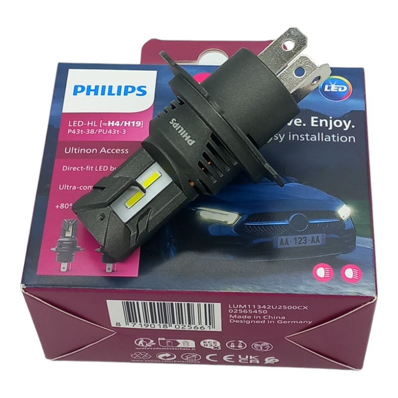 Philips Lampadine H4 Led Compatibile Per Fiat Seicento (187) Dal 1997-2010 BIBA-RICAMBI