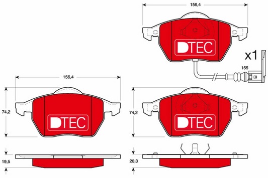 Kit 4 Pastiglie Freno Marca TRW Codice | GDB1403DTE BIBA-RICAMBI