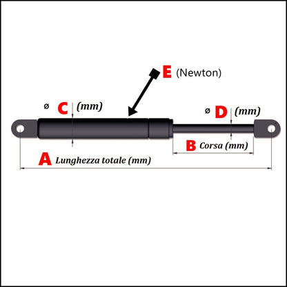 Ammortizzatore Pistoncino Molla A Gas 539-127-185/N Forza BIBA-RICAMBI