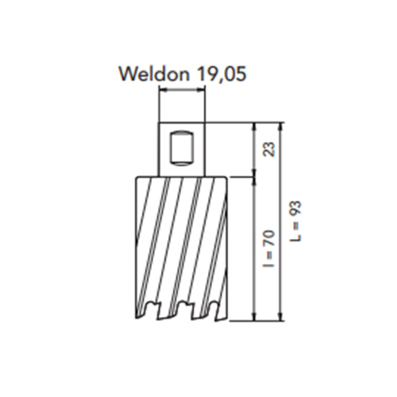 Frese a carotare in metallo duro attacco Weldon Diametro Ø 14 | L=50 mm BIBA-RICAMBI