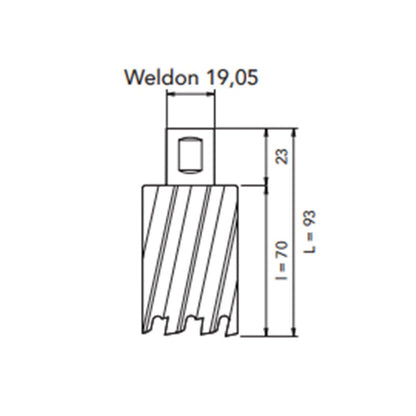 Frese a carotare in metallo duro attacco Weldon Diametro Ø 32 | L=50 mm BIBA-RICAMBI