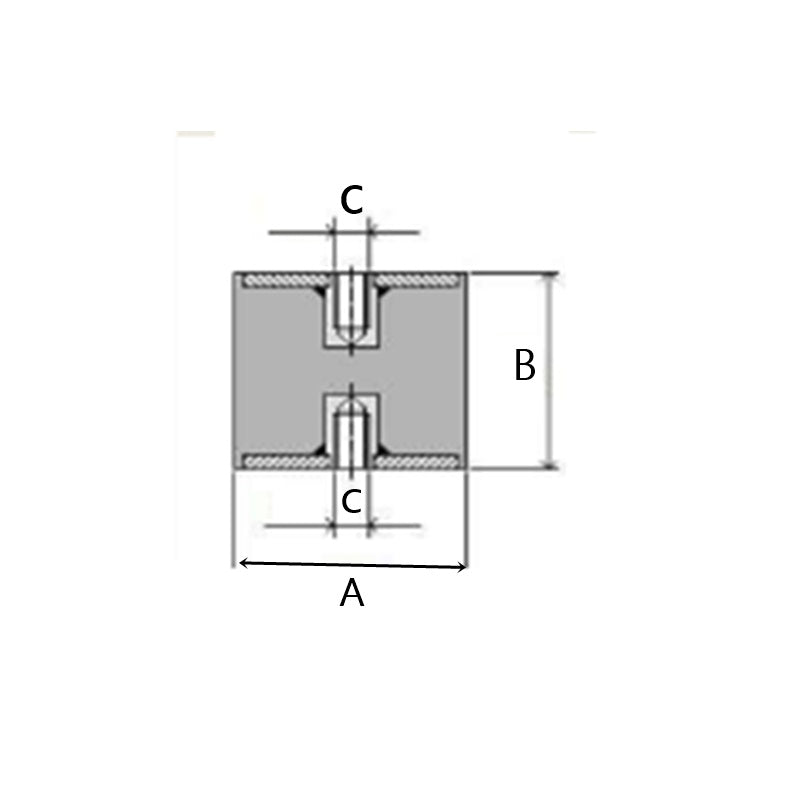 Cylindrical rubber anti-vibration mount female-female | 60x30 | M12