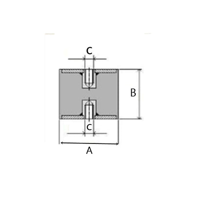 Cylindrical rubber anti-vibration mount female-female | 60x30 | M12