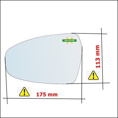 Piastra Retrovisore Termica Asferica Lato Sx-Guidatore Per Kia Ceed (CD) dal 2018&gt;