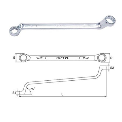 Chiave Poligonale Doppia 6x7 | Lunghezza 167 mm Marca Toptul BIBA-RICAMBI