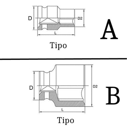 Chiave Esagonale Impact Professionale M8 Attacco 1/2" BIBA-RICAMBI