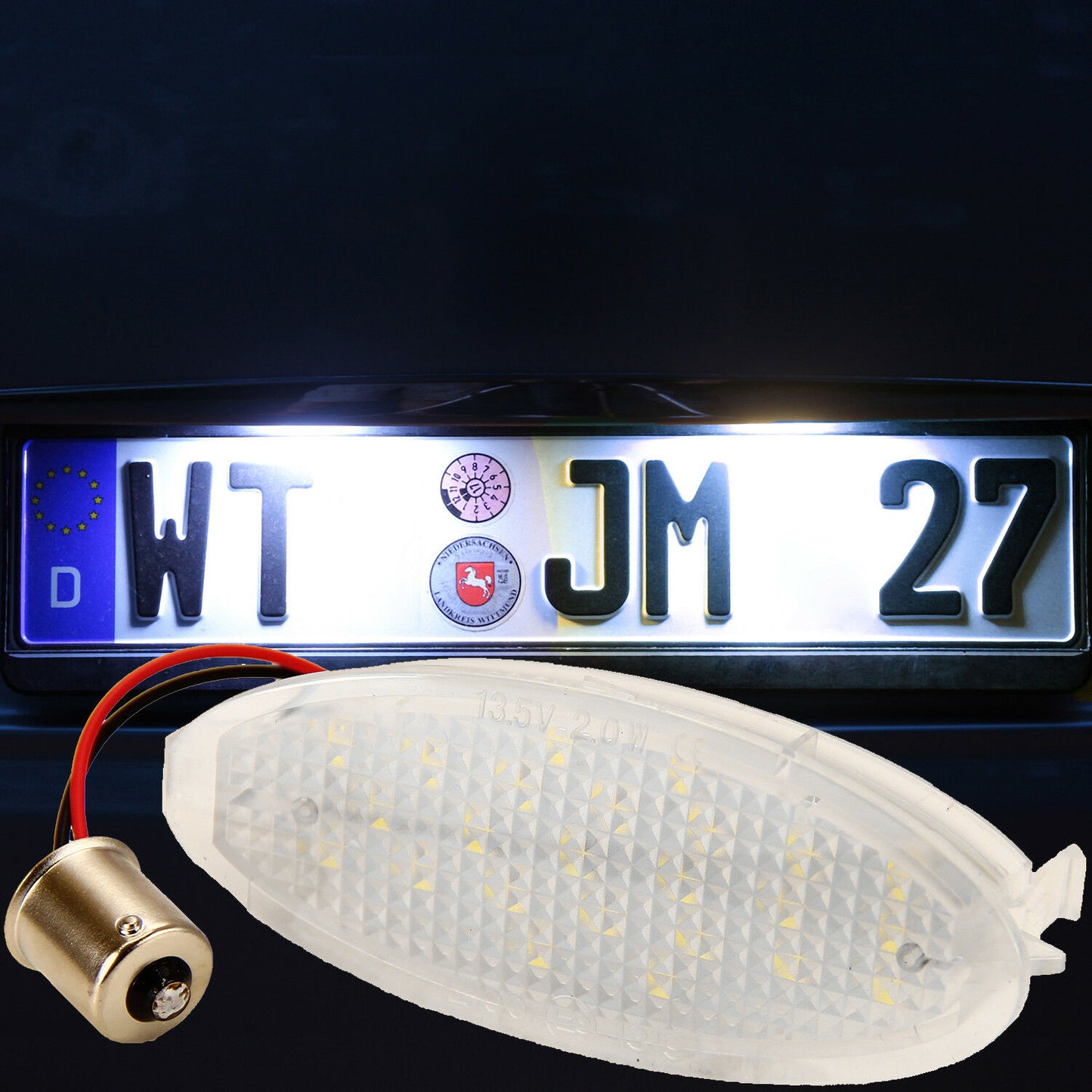 License Plate Light Bulb LED Specific [only oval version] Adaptable Opel Agila A from 2000-2007