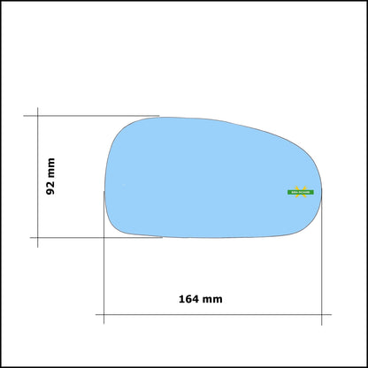 Vetro Specchio Retrovisore Blue Lato Dx-Passeggero Per Audi TT I (8N) dal 1998-2006